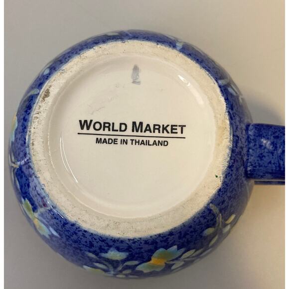 World Market Tea For One Blue Floral Ceramic Teapot/Cup Combo Stackable - Picture 12 of 14